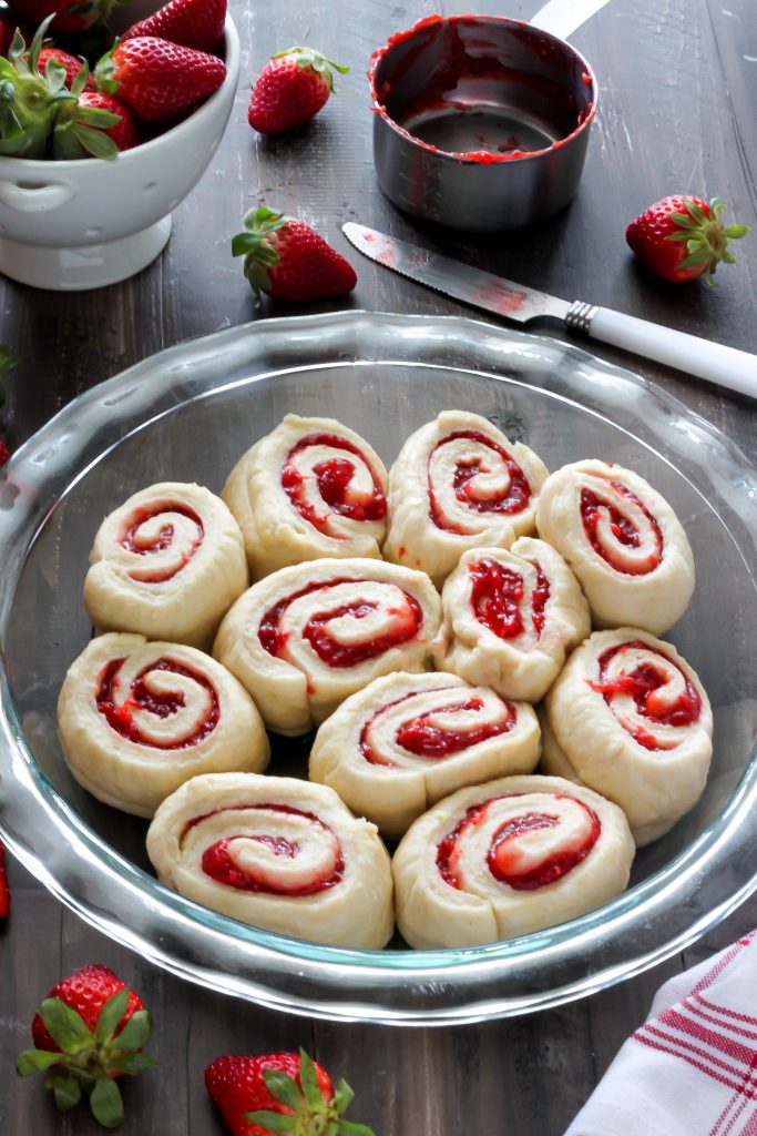 Strawberry Rolls with Vanilla Glaze