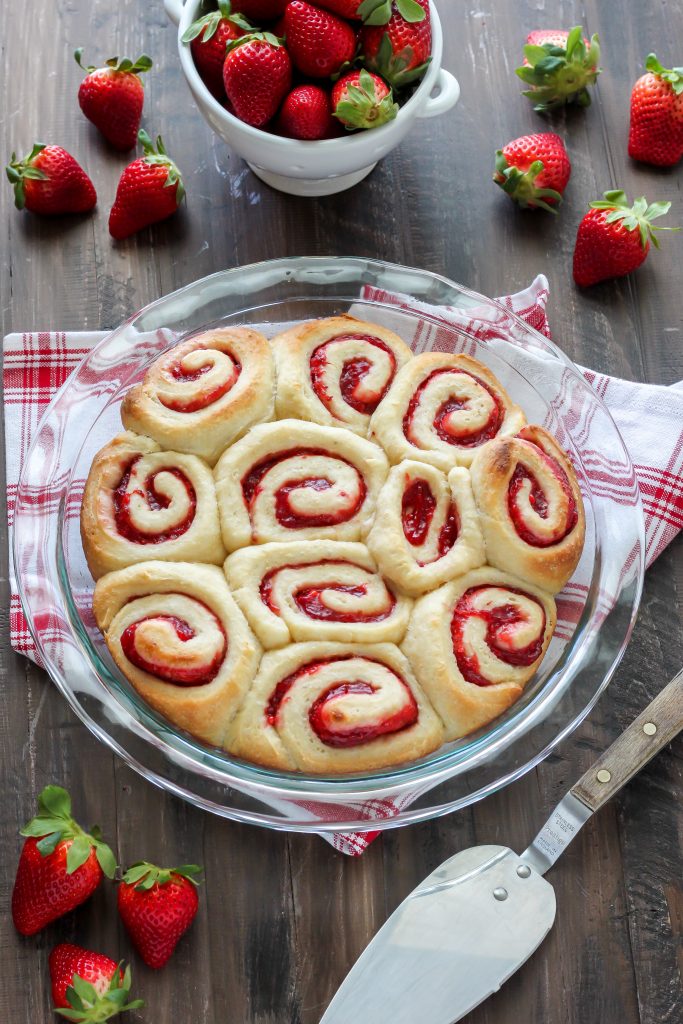 Strawberry Rolls with Vanilla Glaze