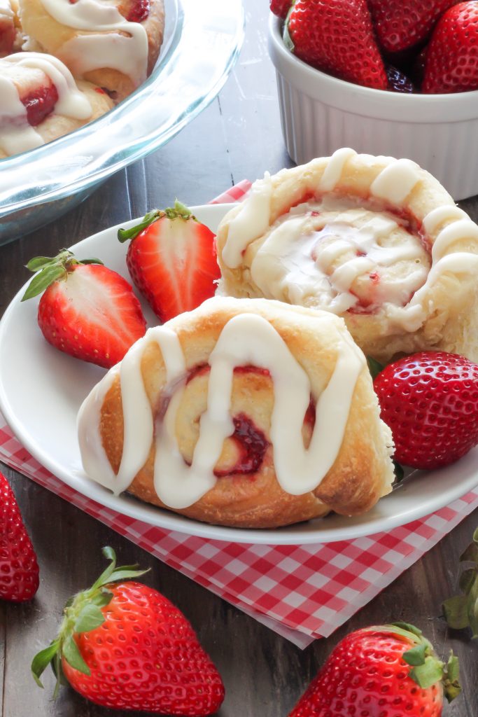 Strawberry Rolls with Vanilla Glaze