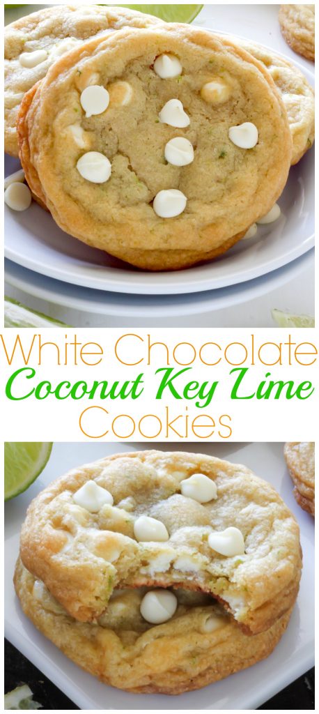 white chocolate coconut key lime cookies