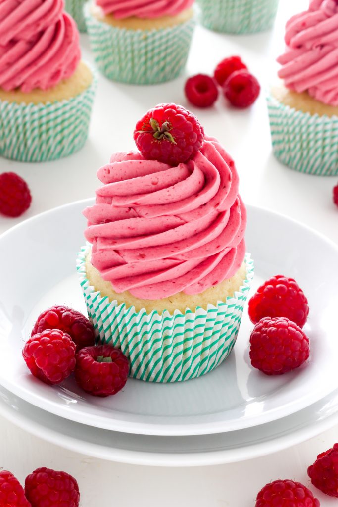 Lemon Cupcakes with Raspberry Buttercream