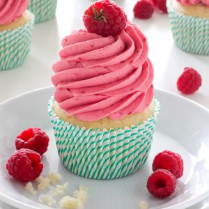 Lemon Cupcakes with Raspberry Buttercream