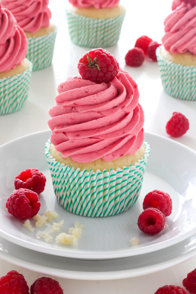 Lemon Cupcakes with Raspberry Buttercream