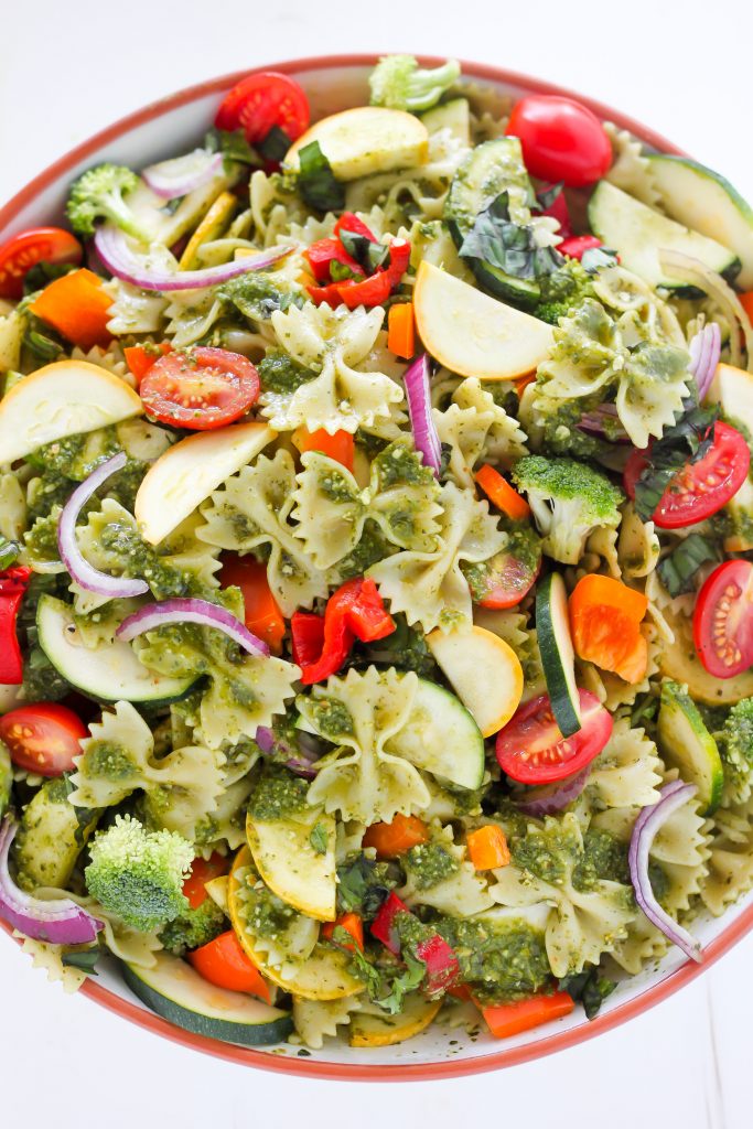 20-Minute Rainbow Veggie Pasta Salad - Baker by Nature