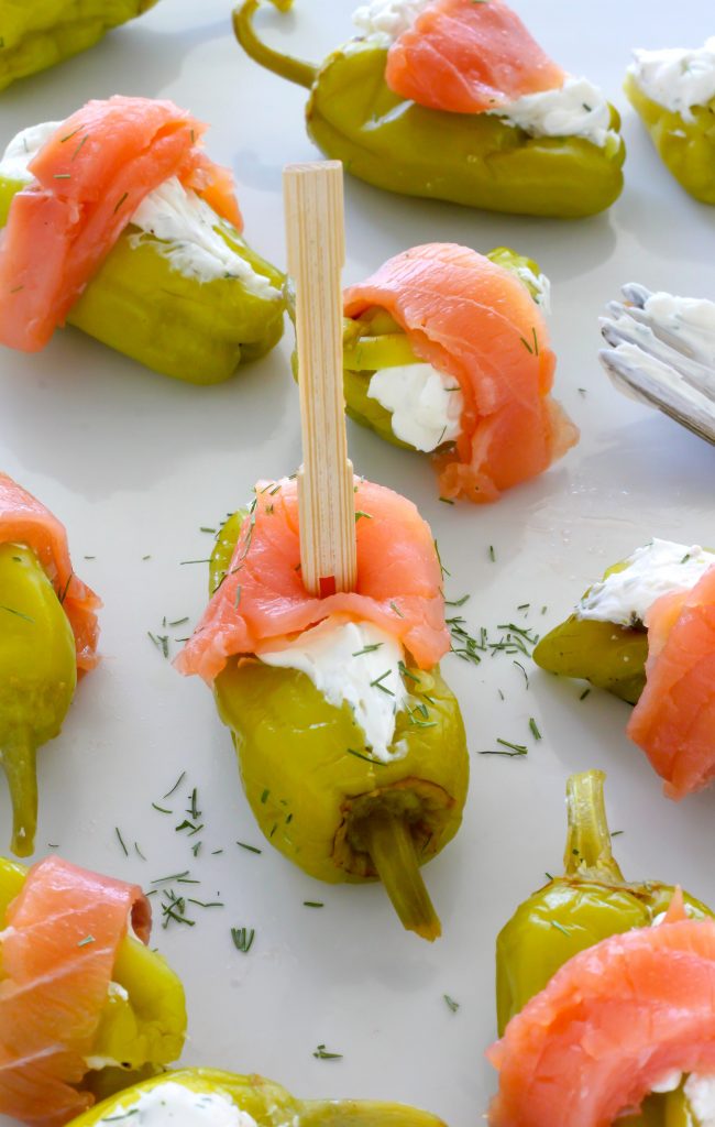 Smoked Salmon and Cream Cheese Stuffed Pepperoncini - Baker by Nature