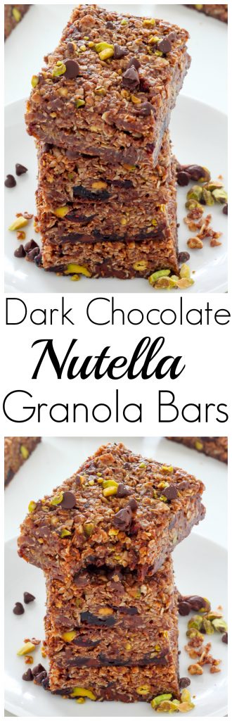Dark Chocolate Pistachio Nutella Granola Bars