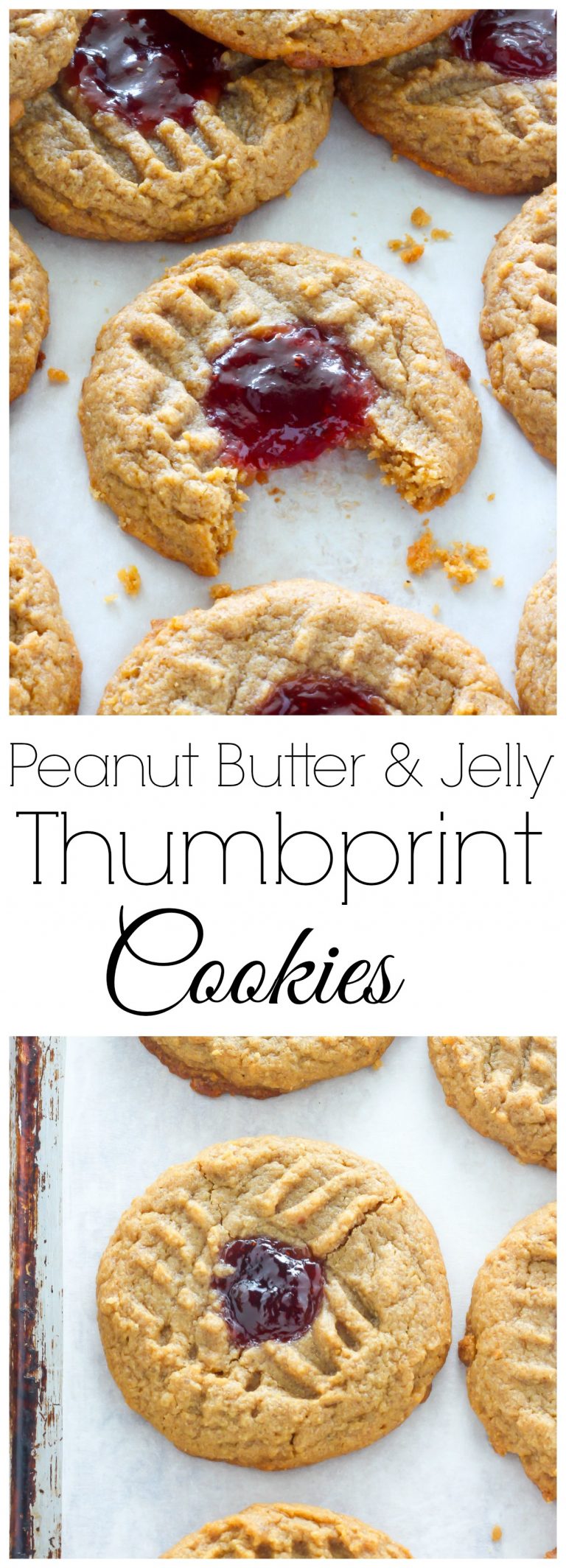 Flourless Peanut Butter and Jelly Thumbprint Cookies Baker by Nature