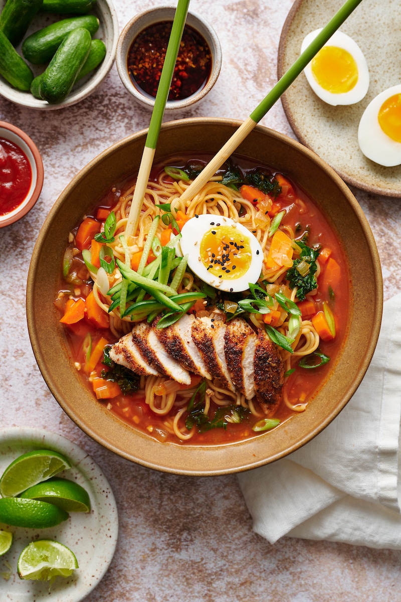 Blackened Chicken Ramen Noodle Soup - Baker by Nature