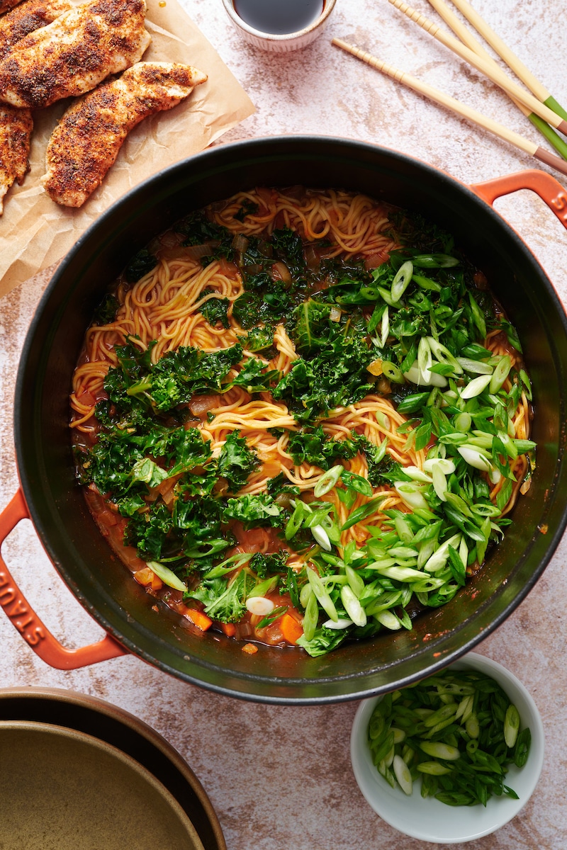 Blackened Chicken Ramen Noodle Soup - Baker by Nature