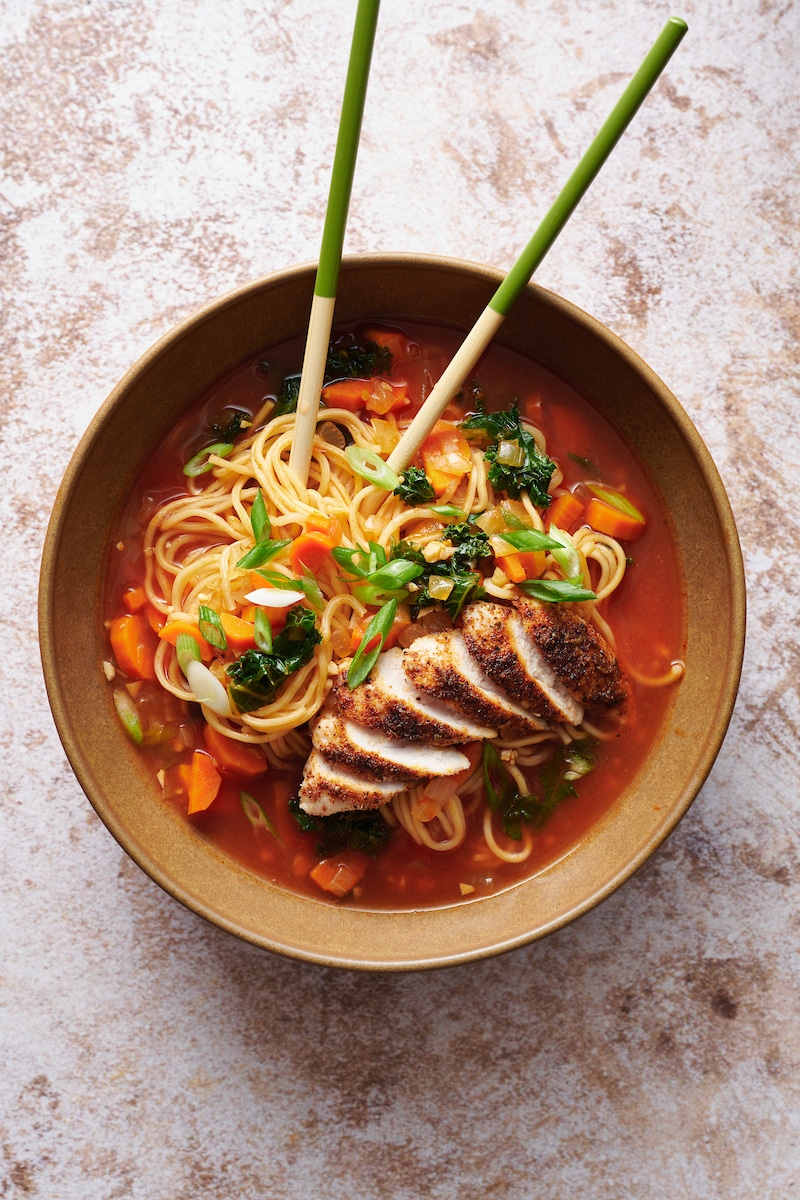 Blackened Chicken Ramen Noodle Soup - Baker by Nature