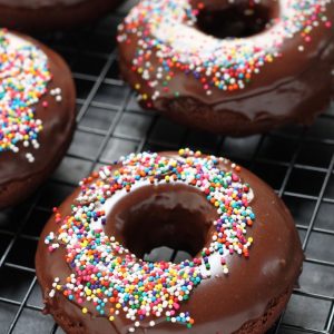 Chocolate Glazed Chocolate Banana Donuts