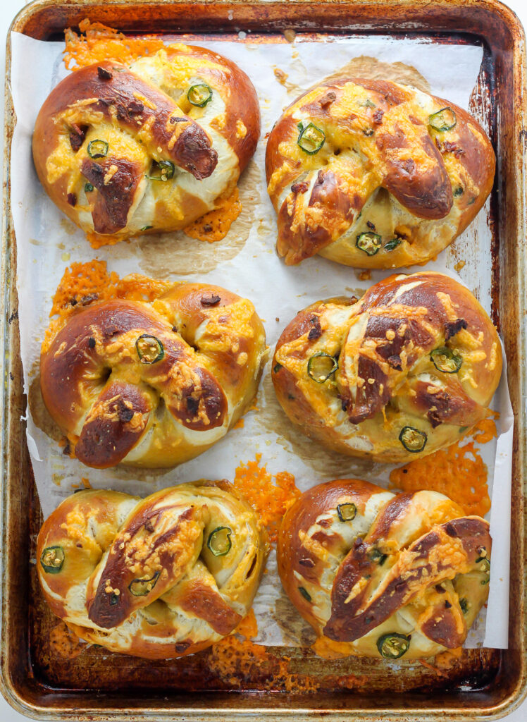 Bacon and Cheddar Stuffed Jalapeno Soft Pretzels