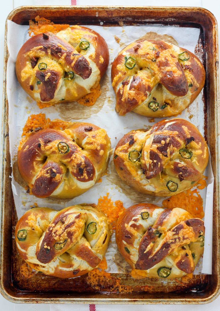 Bacon and Cheddar Stuffed Jalapeno Soft Pretzels