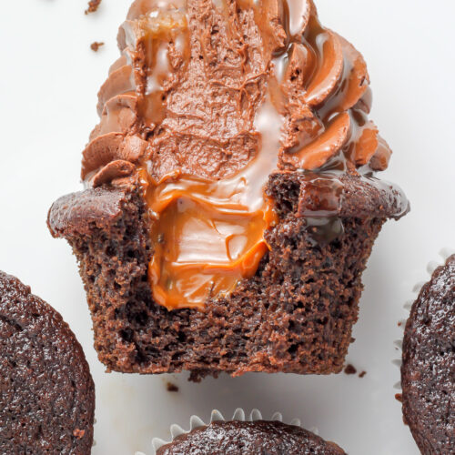 Dulce De Leche Chocolate Cupcakes! This SUPER decadent recipe is sure to become a new favorite.