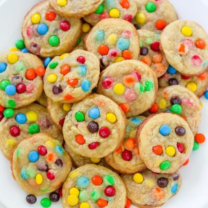 Soft, chewy, and loaded with rainbow M&M's, these colorful Cookie Bites are sure to cheer up any occasion! Make a double batch if you're serving a crowd - they go FAST.