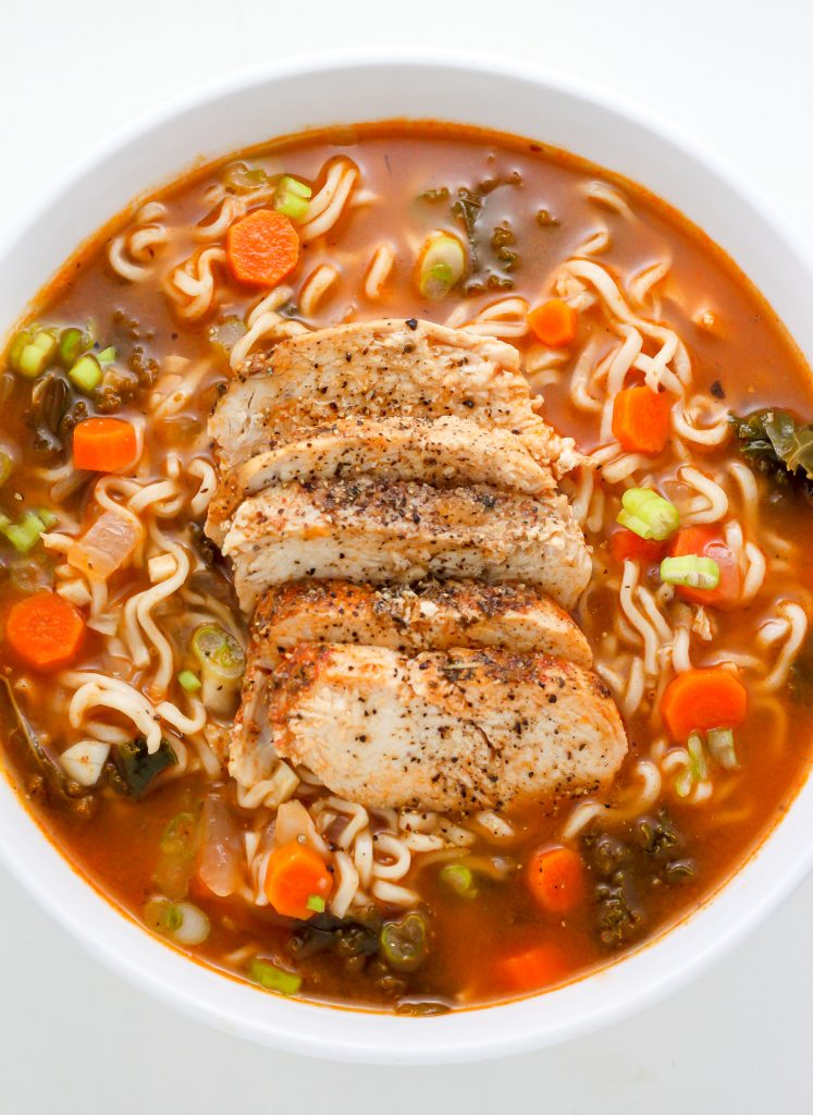 Blackened Chicken Ramen Noodle Soup - Baker by Nature