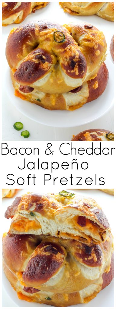 Bacon and Cheddar Stuffed Jalapeno Soft Pretzels