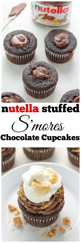 Nutella Stuffed S'mores Cupcakes - these are so decadent, easy, and delicious!