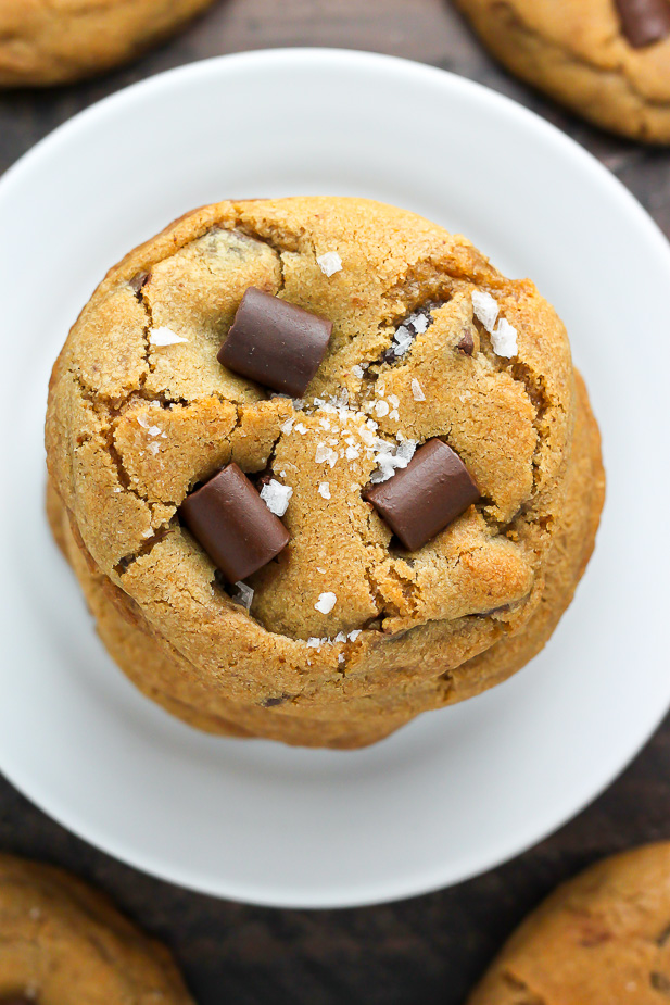 Greek Yogurt Chocolate Chunk Cookies - Unbelievably thick, chewy, and flavorful! Our new favorite.