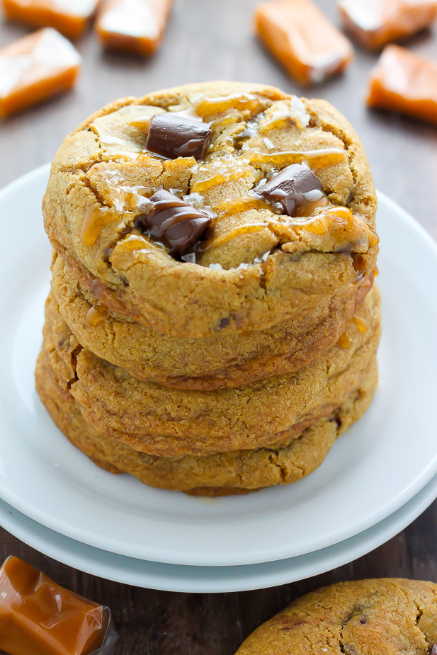 Soft Batch Salted Caramel Chocolate Fudge Cookies - Baker by Nature