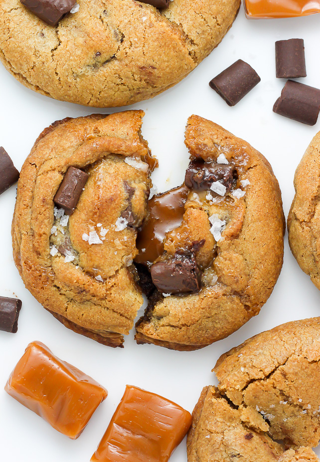 Soft Batch Salted Caramel Chocolate Fudge Cookies - Baker by Nature