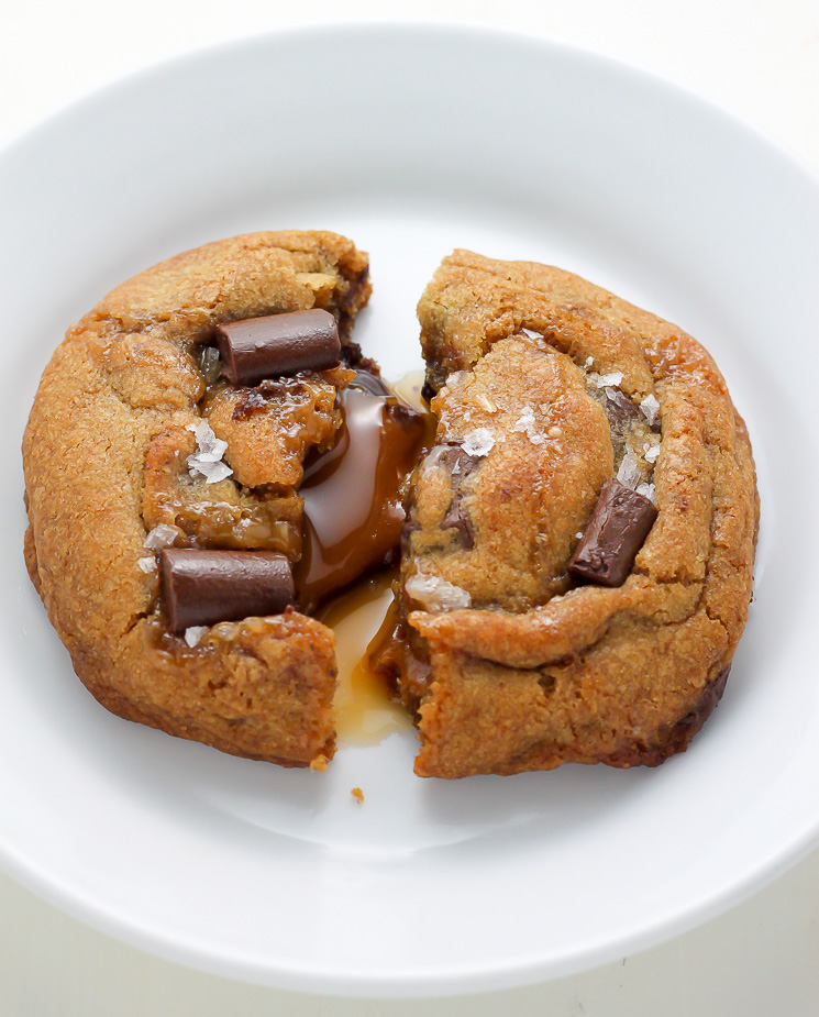 Soft Batch Salted Caramel Chocolate Fudge Cookies - Baker by Nature