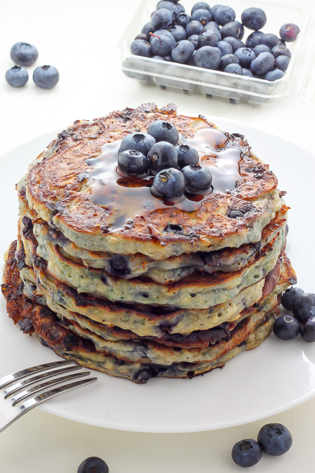 Blueberry Cottage Cheese Pancakes 