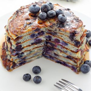 Blueberry Cottage Cheese Pancakes