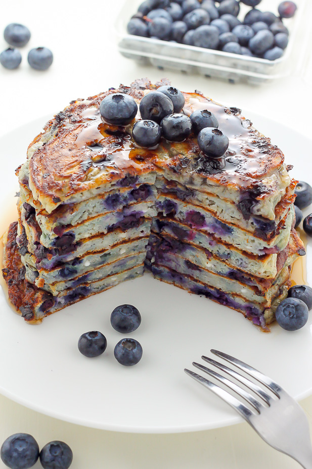 Blueberry Cottage Cheese Pancakes