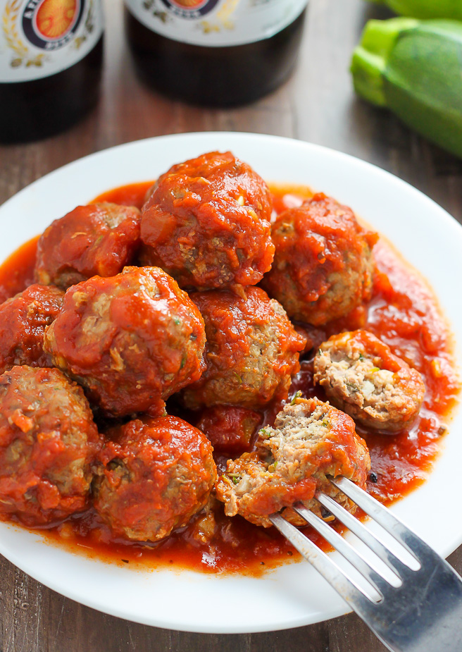 Juicy and flavorful turkey meatballs swimming in a sea of homemade marinara sauce. Baked and ready in about 30 minutes. YES.