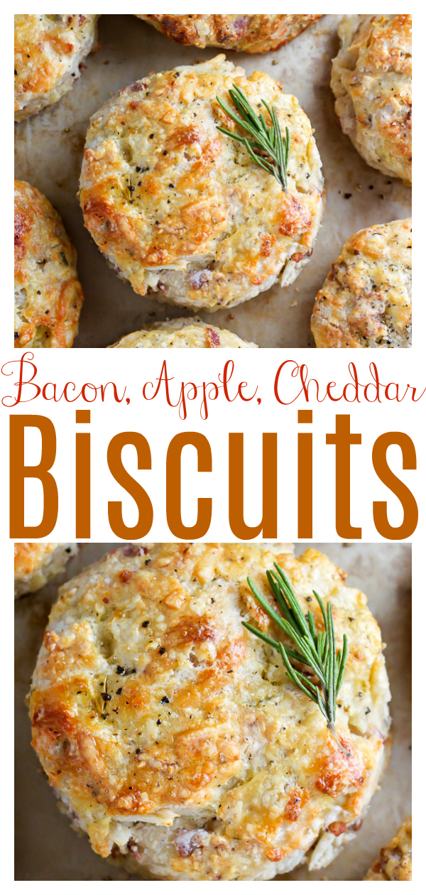 White cheddar cheese, crispy bacon, and apple make these buttery biscuits irresistible! Perfect for breakfast or as a side at dinner. Everyone loves these savory apple biscuits!