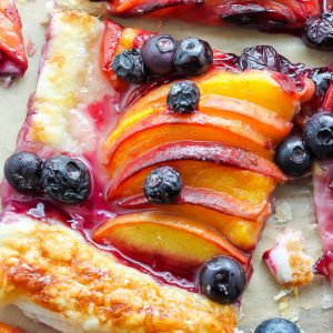 Easy Blueberry Peach Tart with Vanilla Glaze