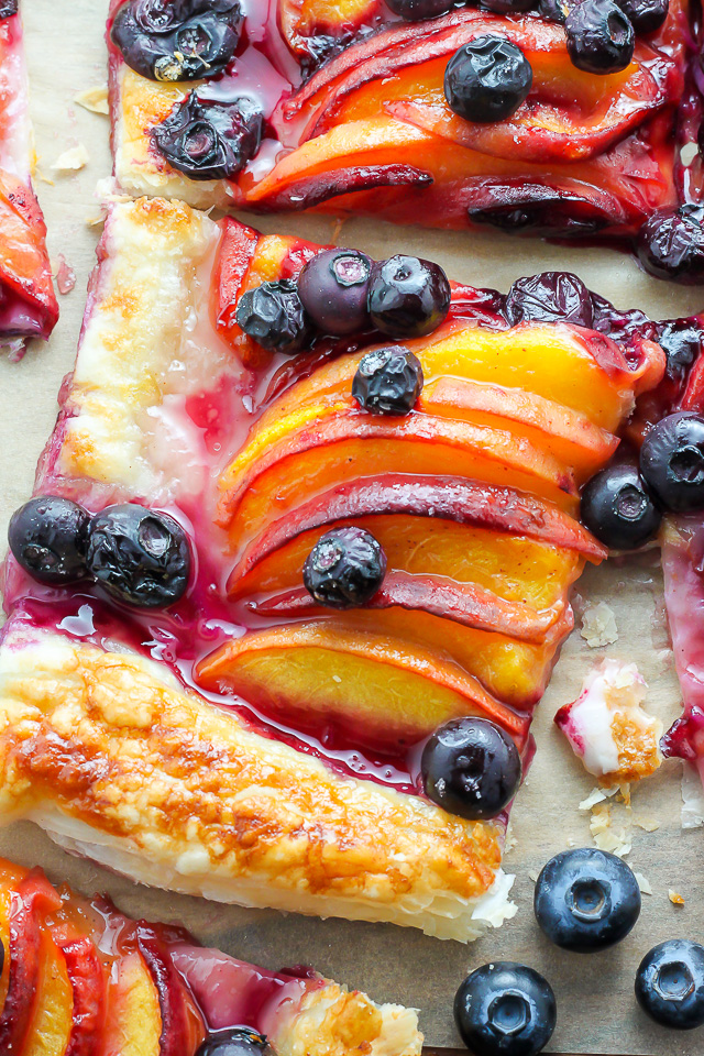 Easy Blueberry Peach Tart With Vanilla Glaze Baker By Nature 