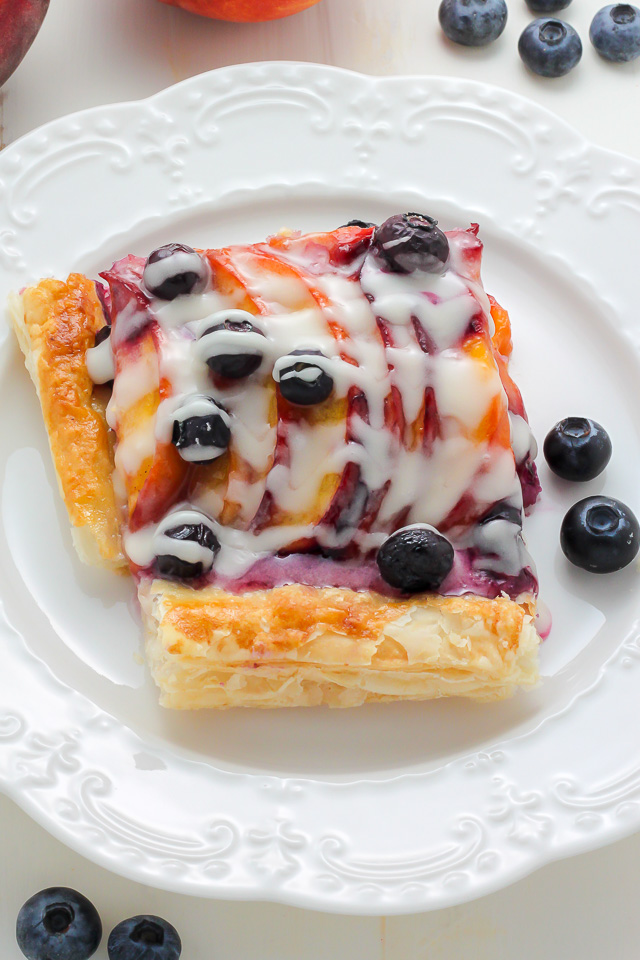 Easy Blueberry Peach Tart with Vanilla Glaze