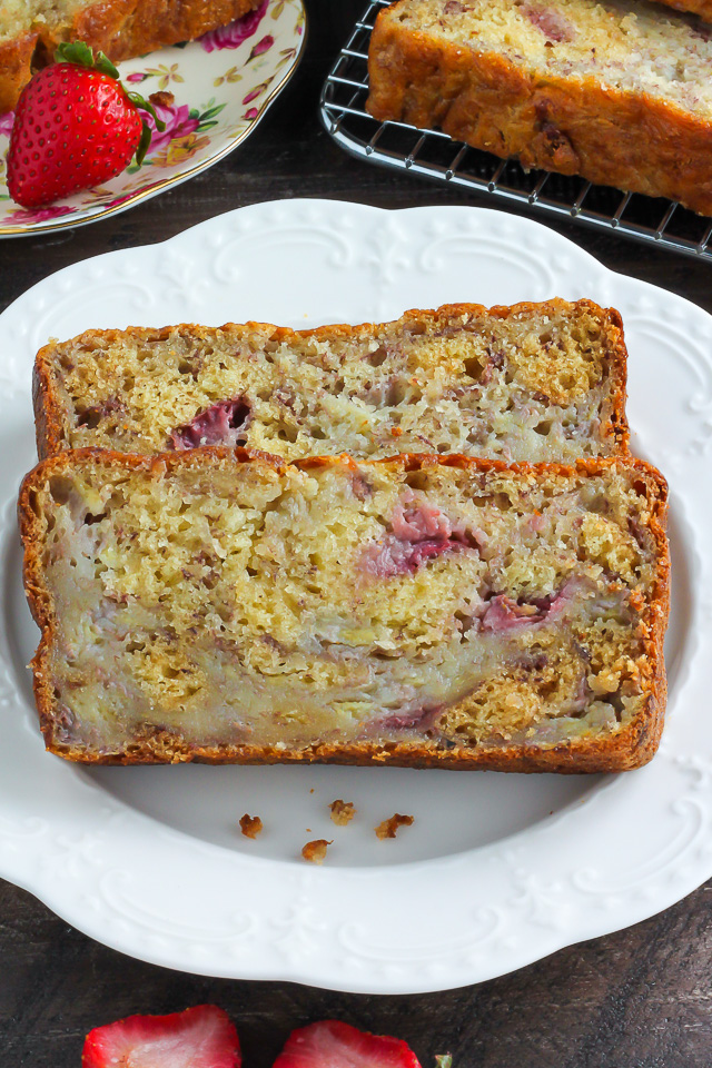 Greek Yogurt Strawberry Banana Bread - Baker by Nature