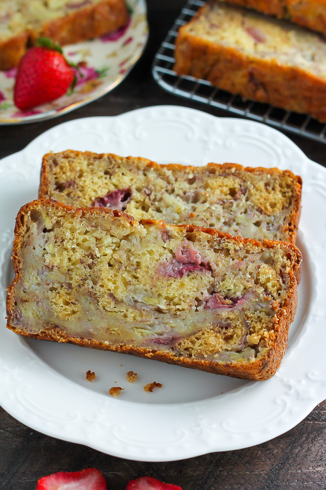 Greek Yogurt Strawberry Banana Bread - Baker by Nature