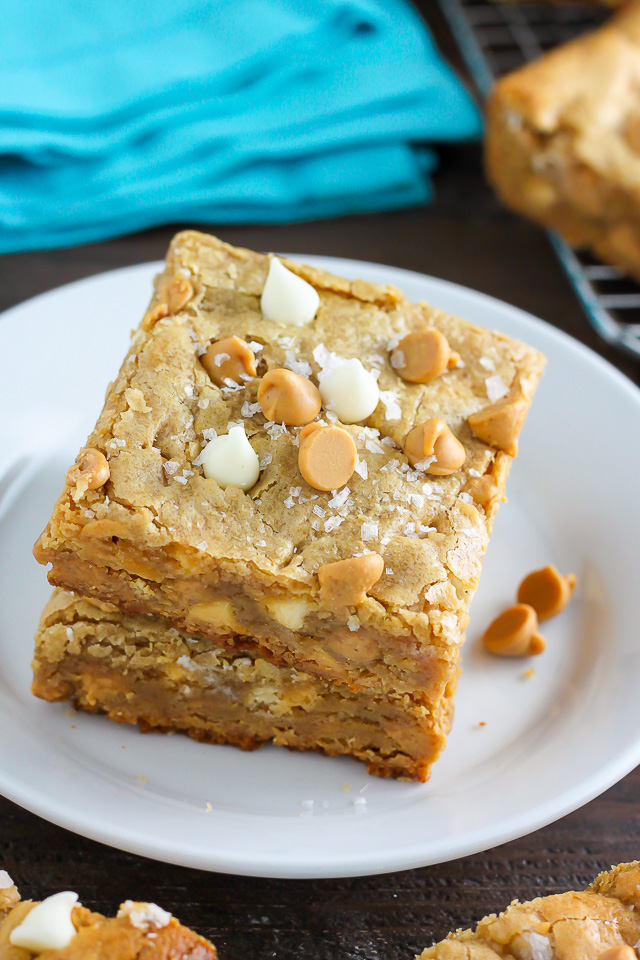 Thick and Chewy White Chocolate Peanut Butter Blondies
