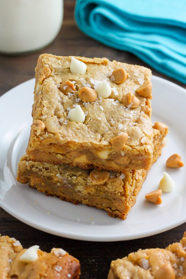 Thick and Chewy White Chocolate Peanut Butter Blondies Baker by Nature