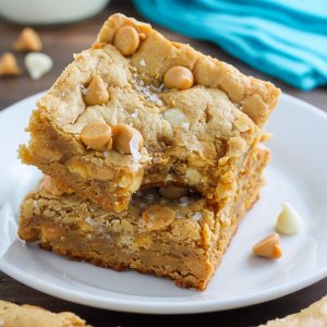 Thick and Chewy White Chocolate Peanut Butter Blondies