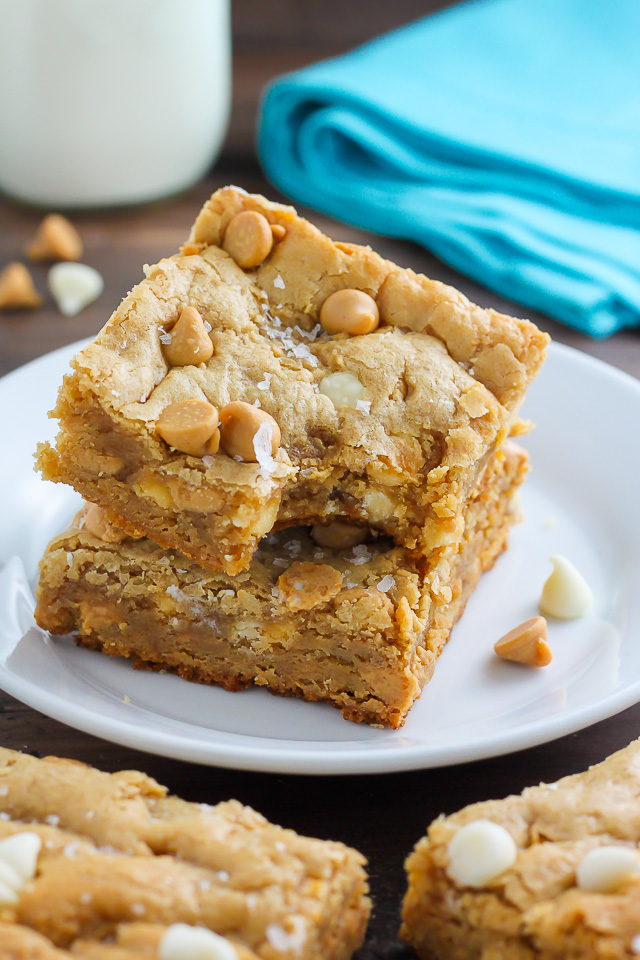 Thick and Chewy White Chocolate Peanut Butter Blondies