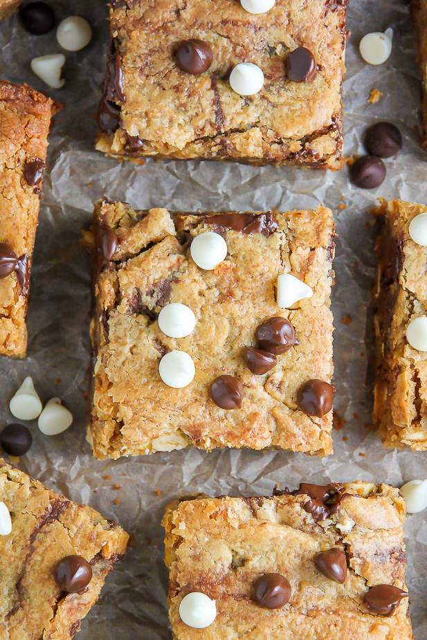 Thick and Chewy Triple Chocolate Peanut Butter Blondies