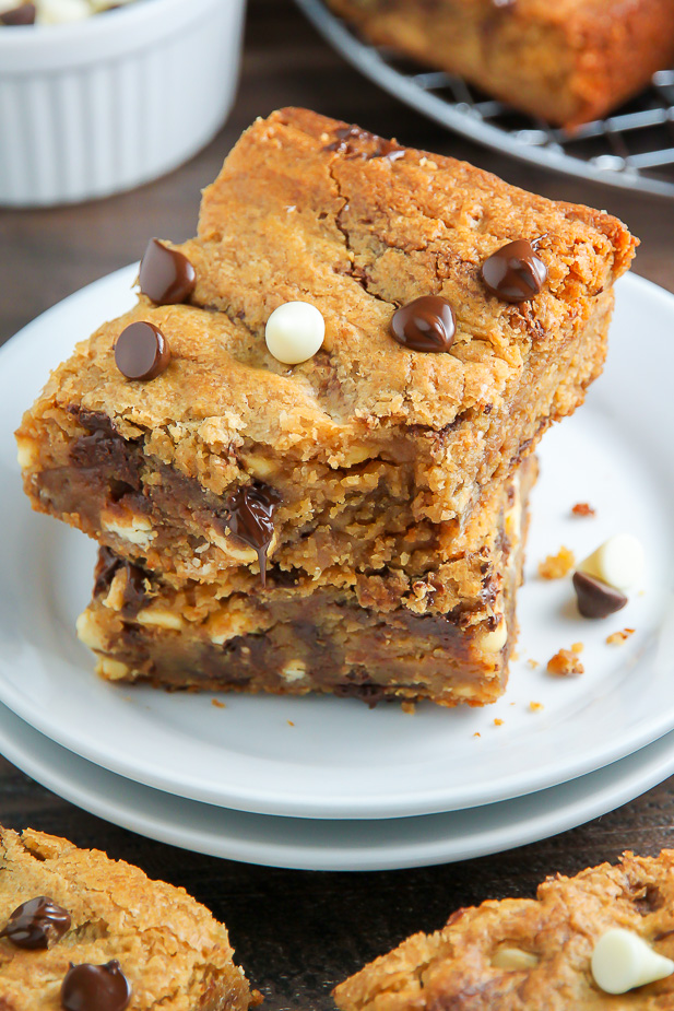 Thick and Chewy Triple Chocolate Peanut Butter Blondies