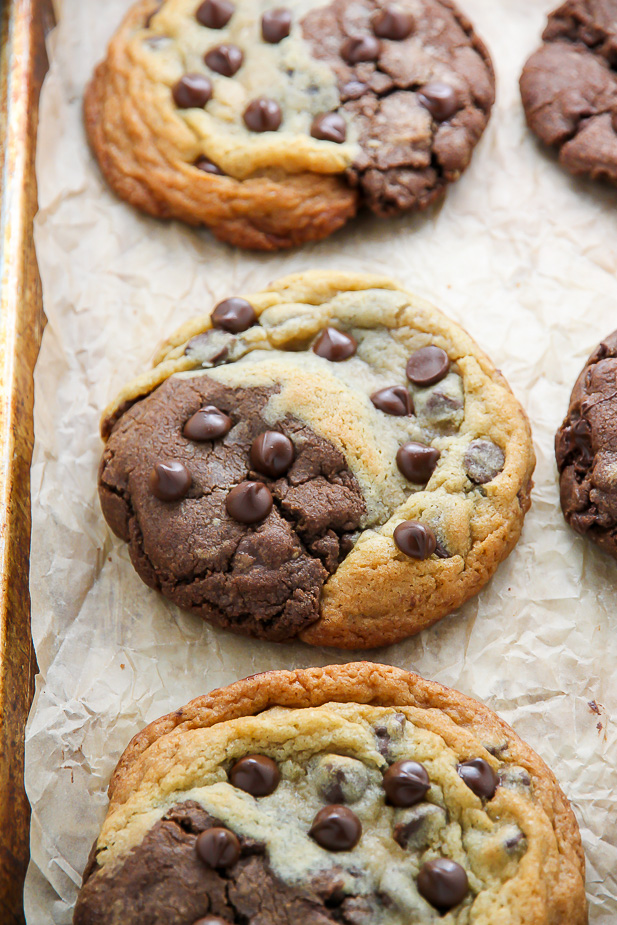 Chocolate Chip Brownie Swirl Cookies (aka Brookies) - Baker by Nature