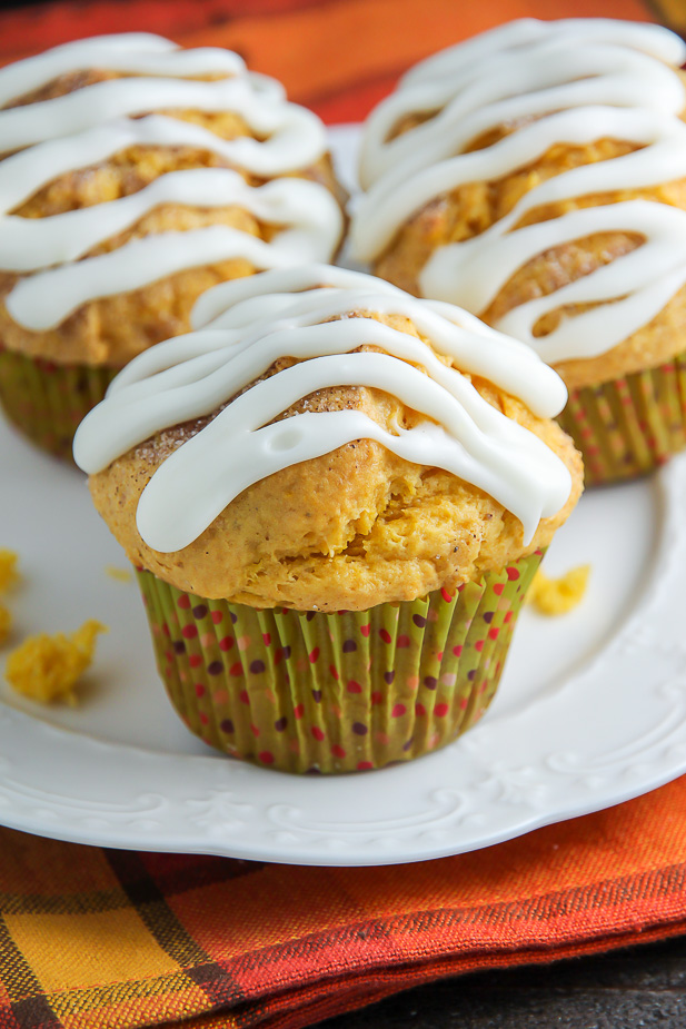 Simple Pumpkin Muffins with Vanilla Glaze