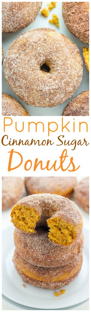 Pumpkin Cinnamon Sugar Donuts (Includes vegan version) - Baker by Nature