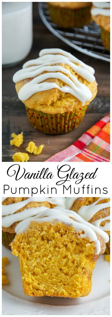 Simple Pumpkin Muffins with Vanilla Glaze - the perfect Fall breakfast! 