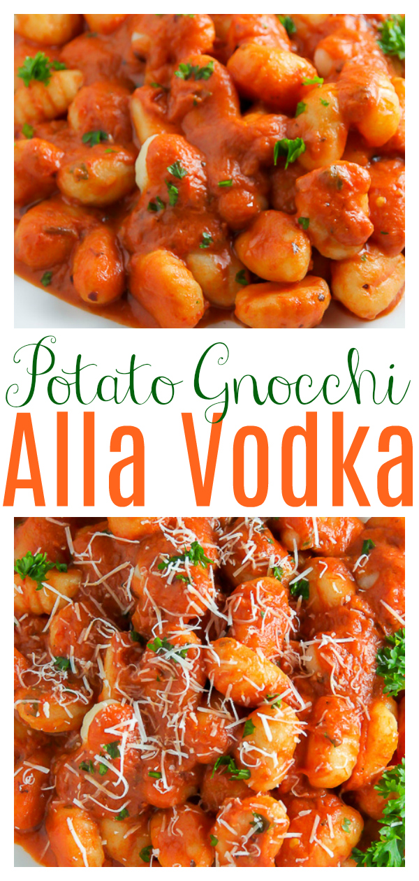 Soft pillows of potato gnocchi coated in a rich tomato vodka sauce! Can you think of anything better? This Gnocchi alla Vodka is so easy and a family favorite!