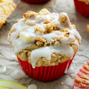 Simple and supremely moist apple muffins topped with melt-in-your-mouth buttery crumbs.
