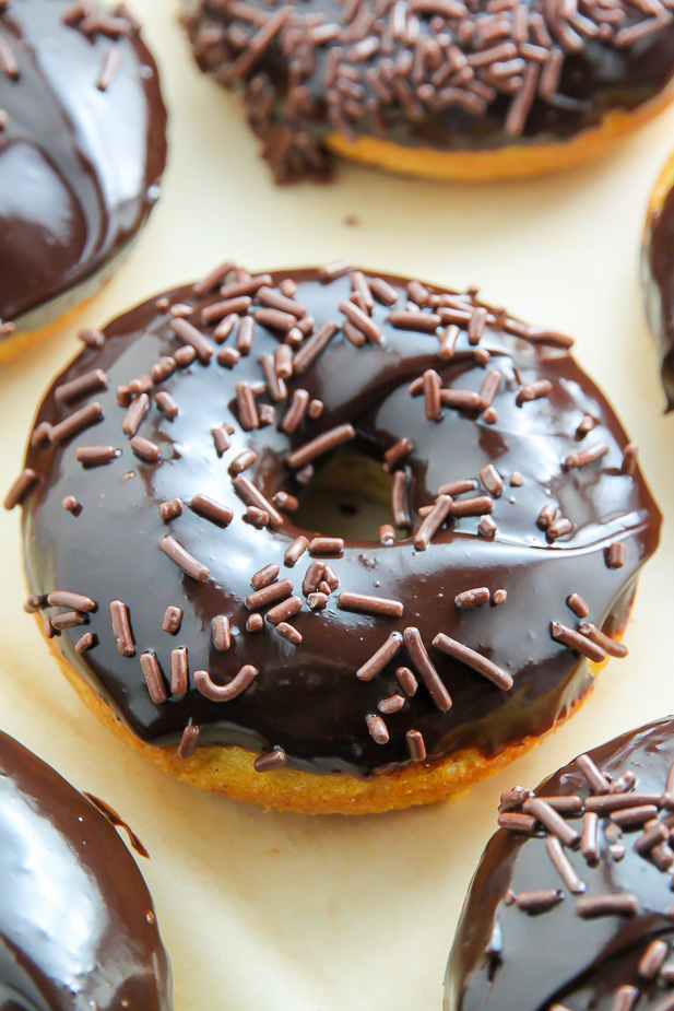 Baked Chocolate Donuts with Chocolate Ganache Glaze - Happiness is