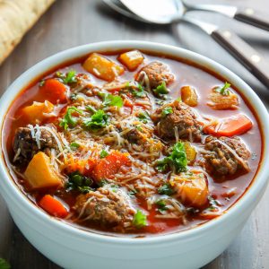 This Italian Meatball Soup is perfect for nights you want hearty comfort food fast!